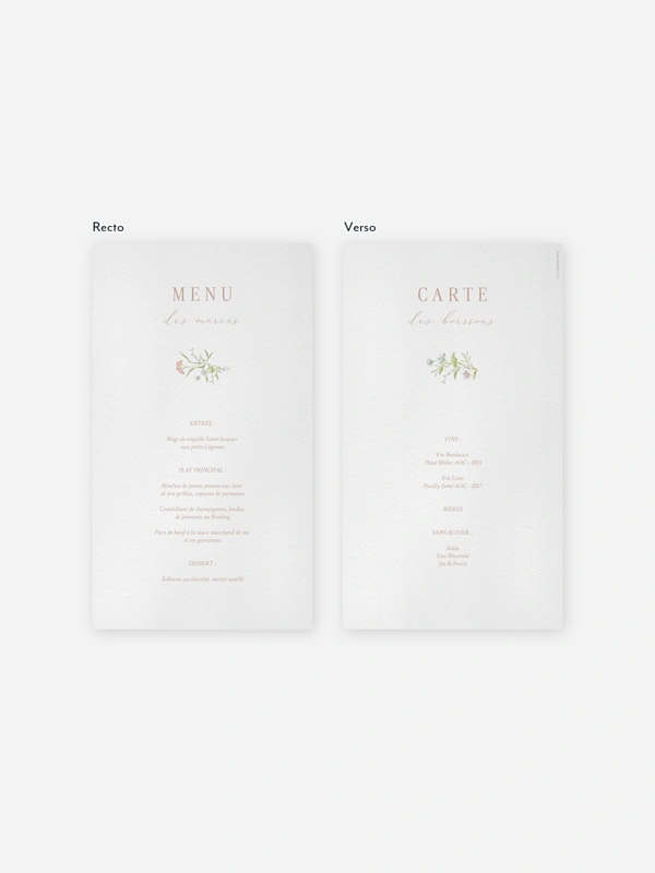 Menu mariage From Lover to Forever
