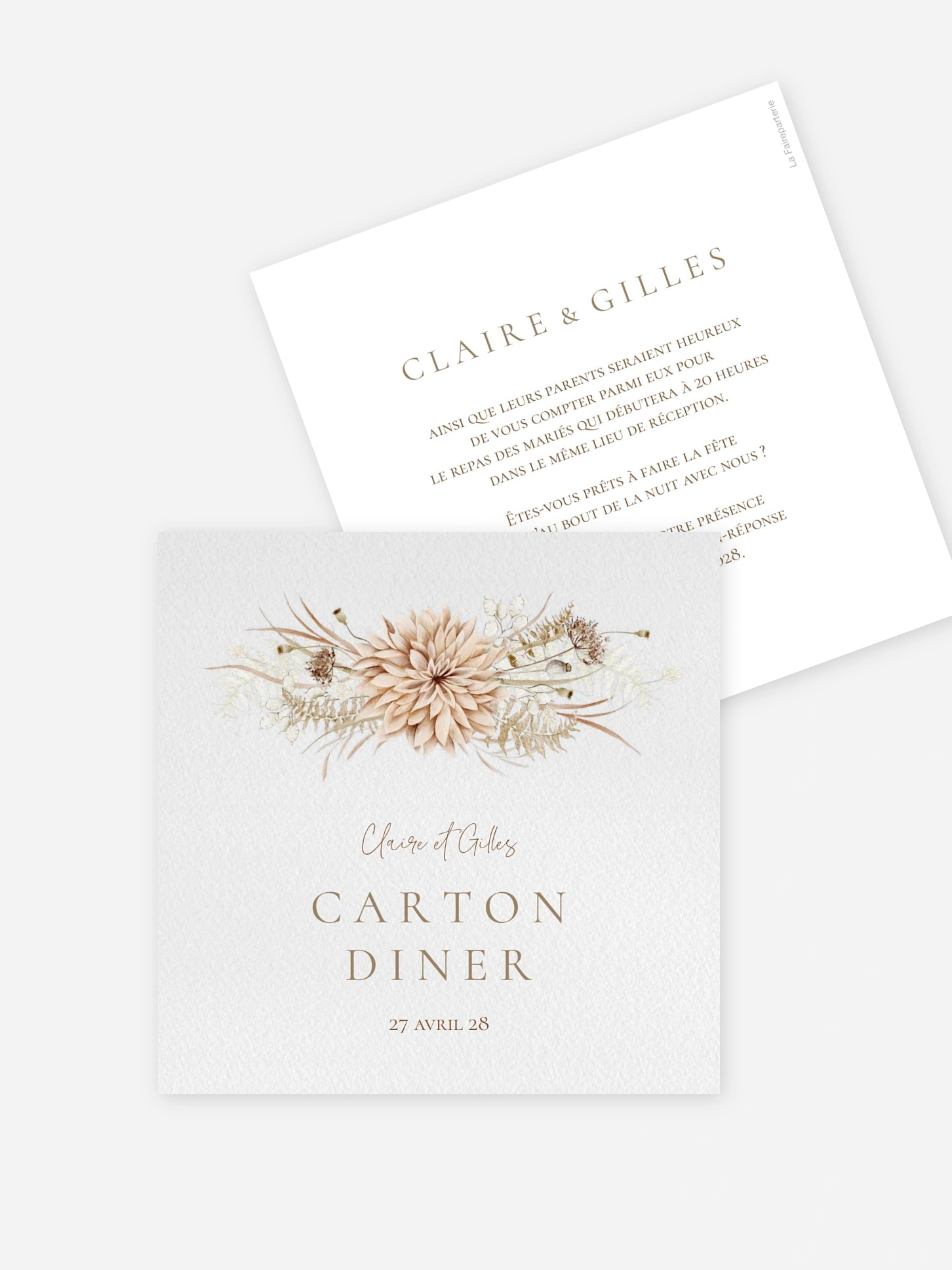 Carton d'invitation Souffle de Boho