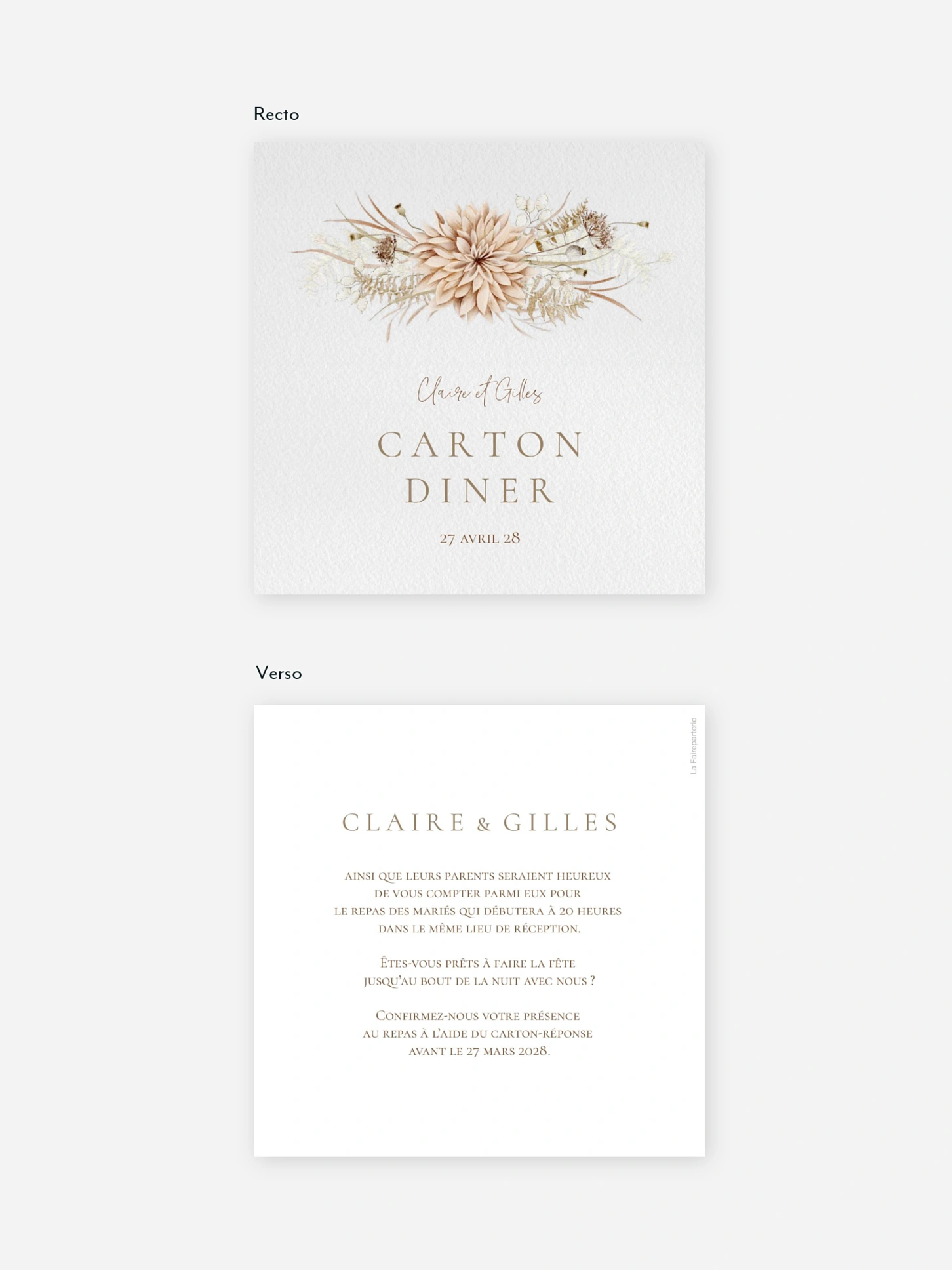 Carton d'invitation Souffle de Boho