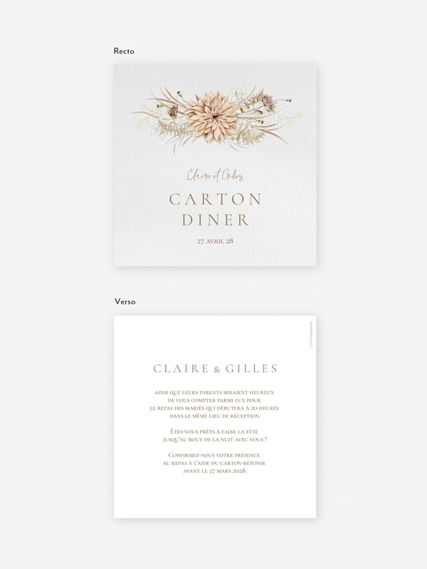 Carton d'invitation Souffle de Boho
