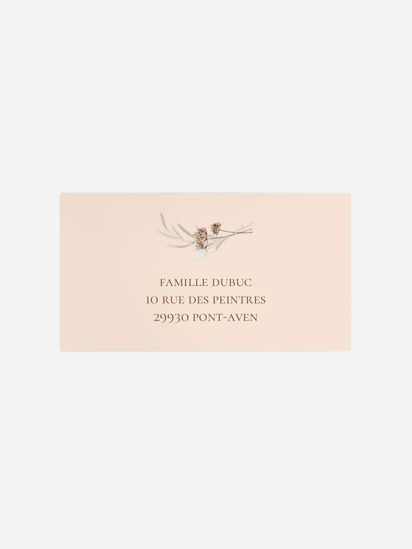 Étiquette destinataire mariage Souffle de Boho