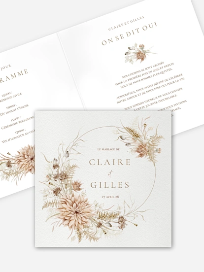 Faire-part de mariage Souffle de Boho