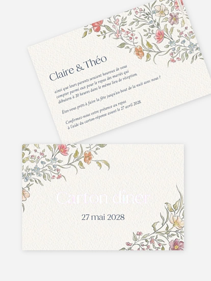 Carton d'invitation Fleurs dansantes