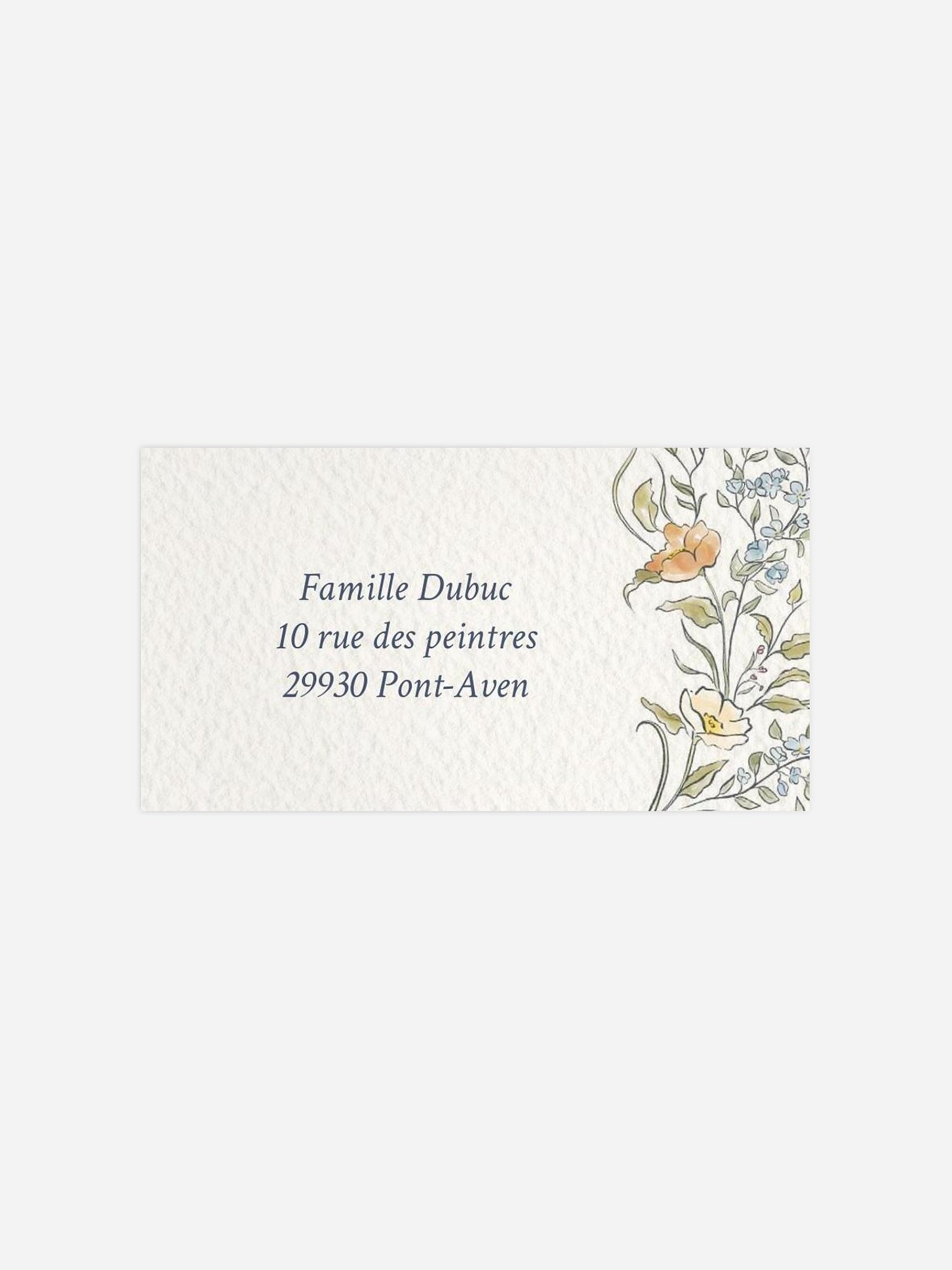 Étiquette destinataire mariage Fleurs dansantes
