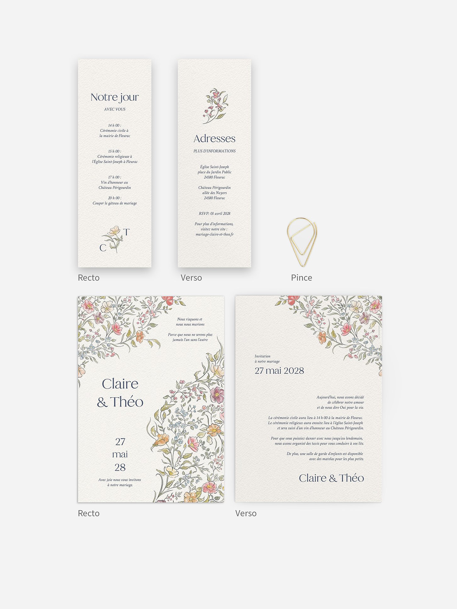 Faire-part de mariage Fleurs dansantes