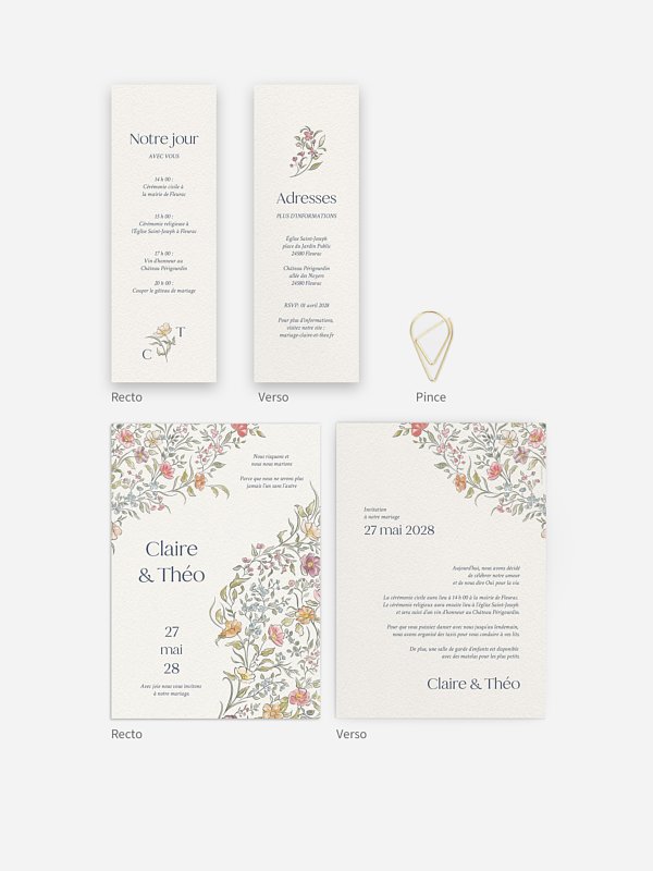 Faire-part de mariage Fleurs dansantes