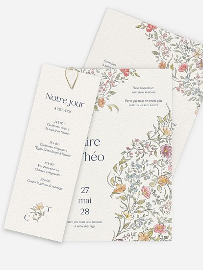 Faire-part de mariage Fleurs dansantes