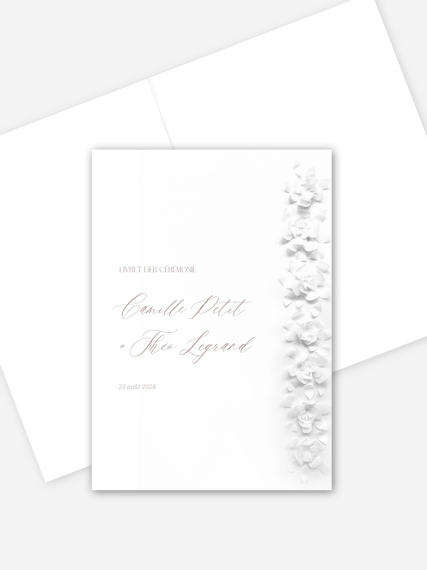 Livret de messe mariage Poème sur papier