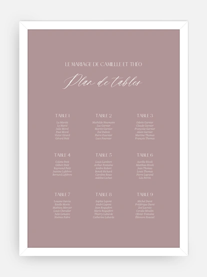 Poster plan de table mariage Poème sur papier