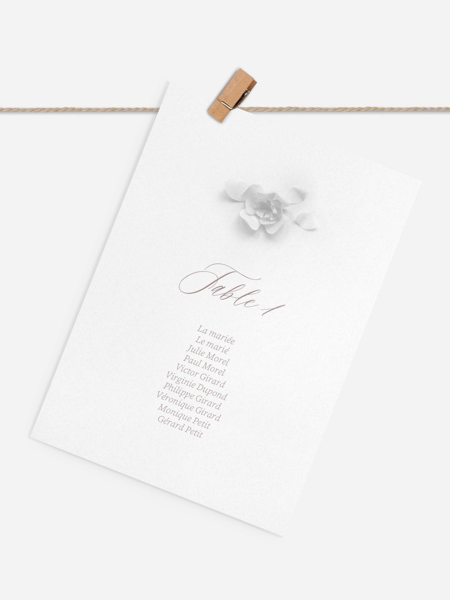 Cartons plan de table mariage Poème sur papier