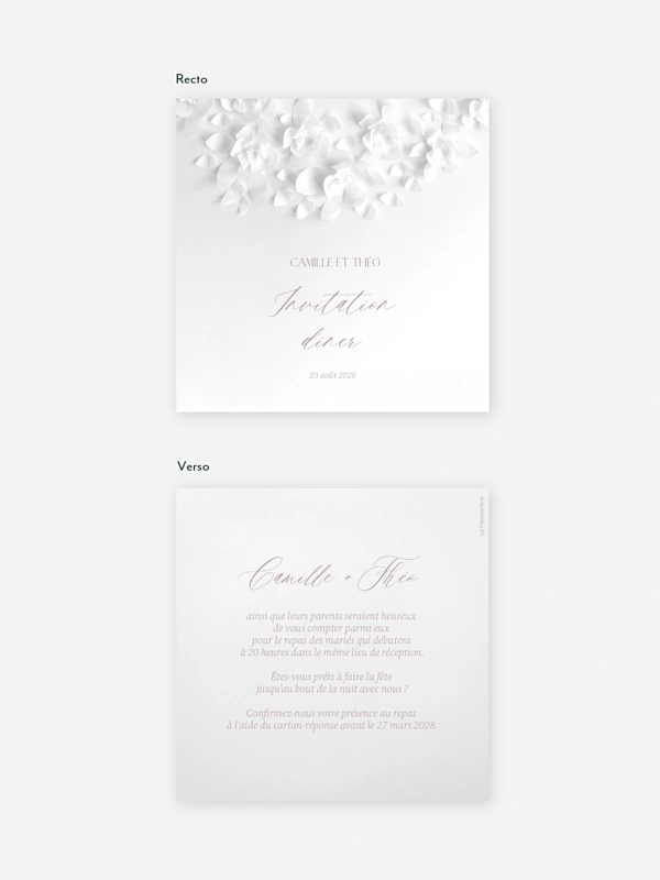 Carton d'invitation Poème sur papier