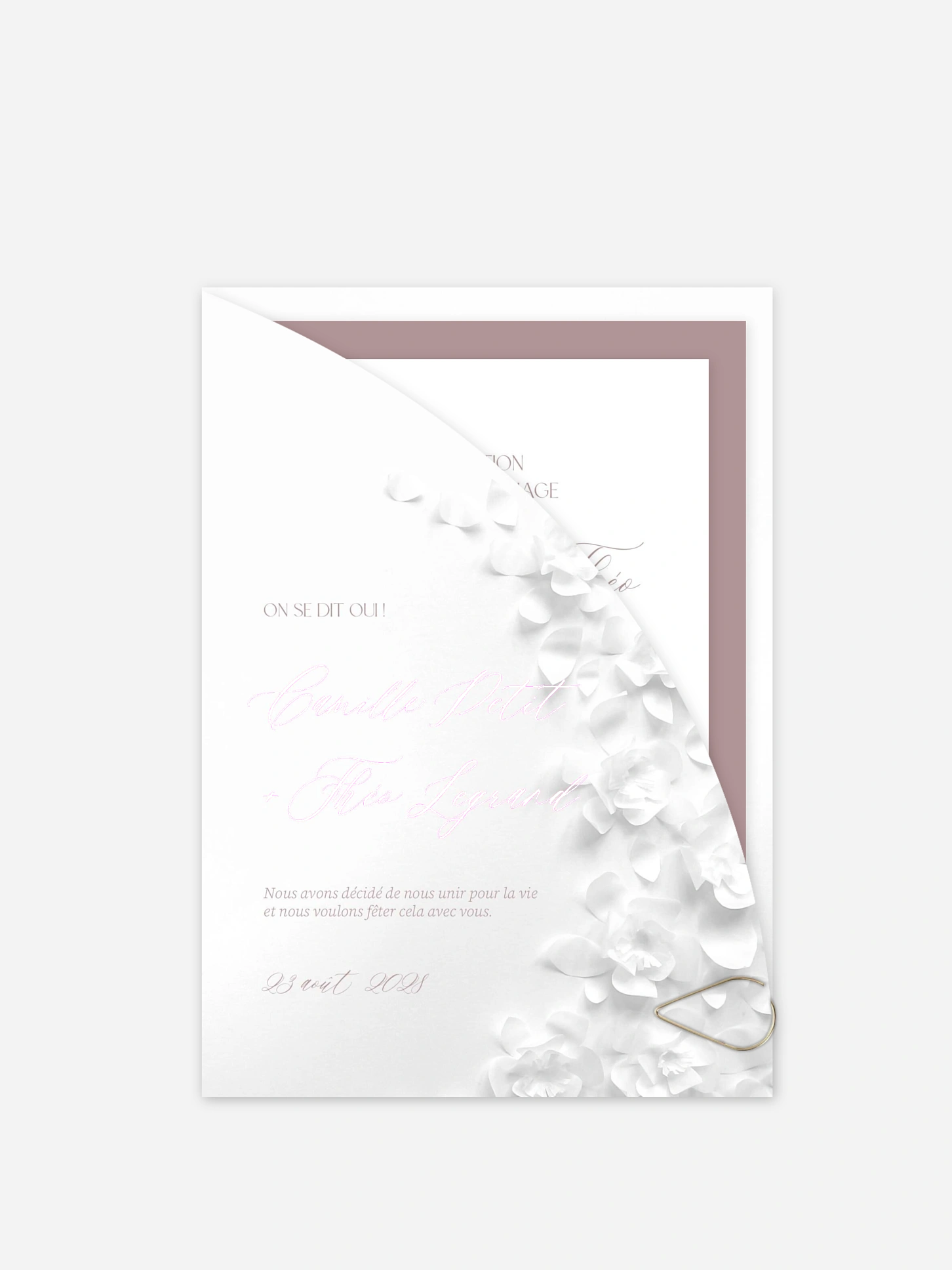 Faire-part de mariage Poème sur papier