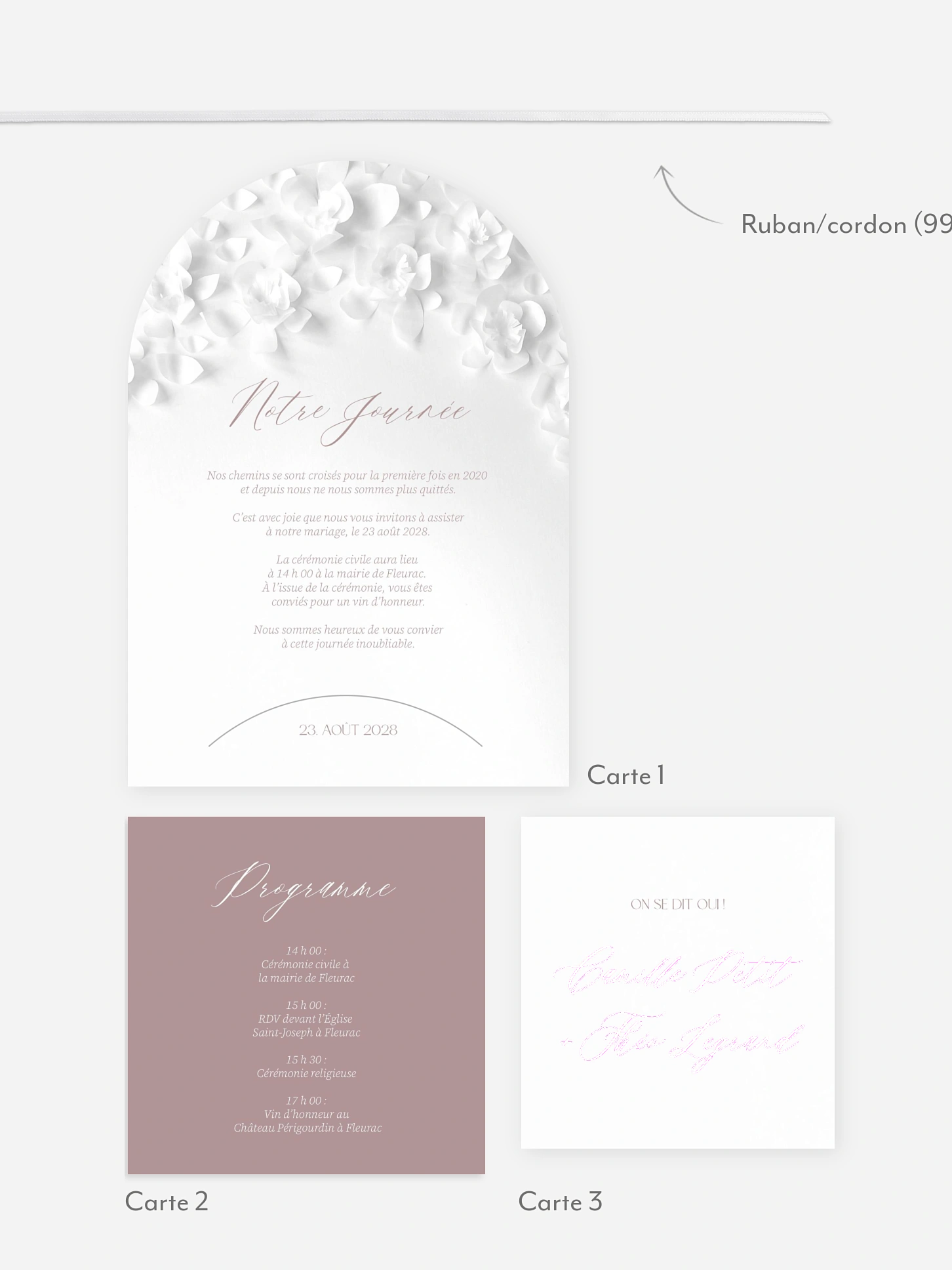 Faire-part de mariage Poème sur papier