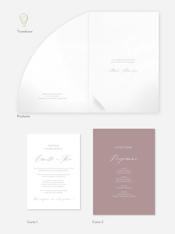 Faire-part de mariage Poème sur papier