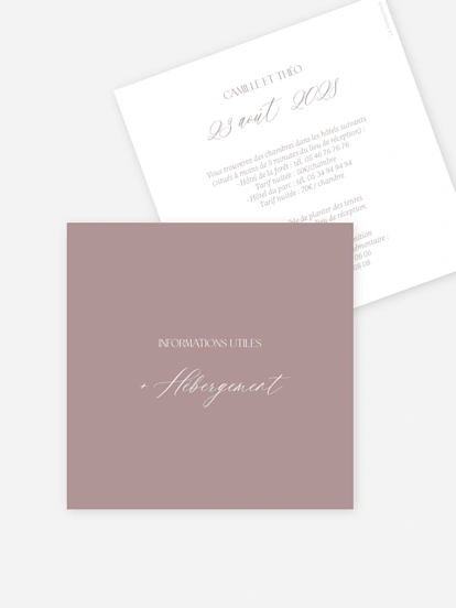 Carton information hébergement Poème sur papier