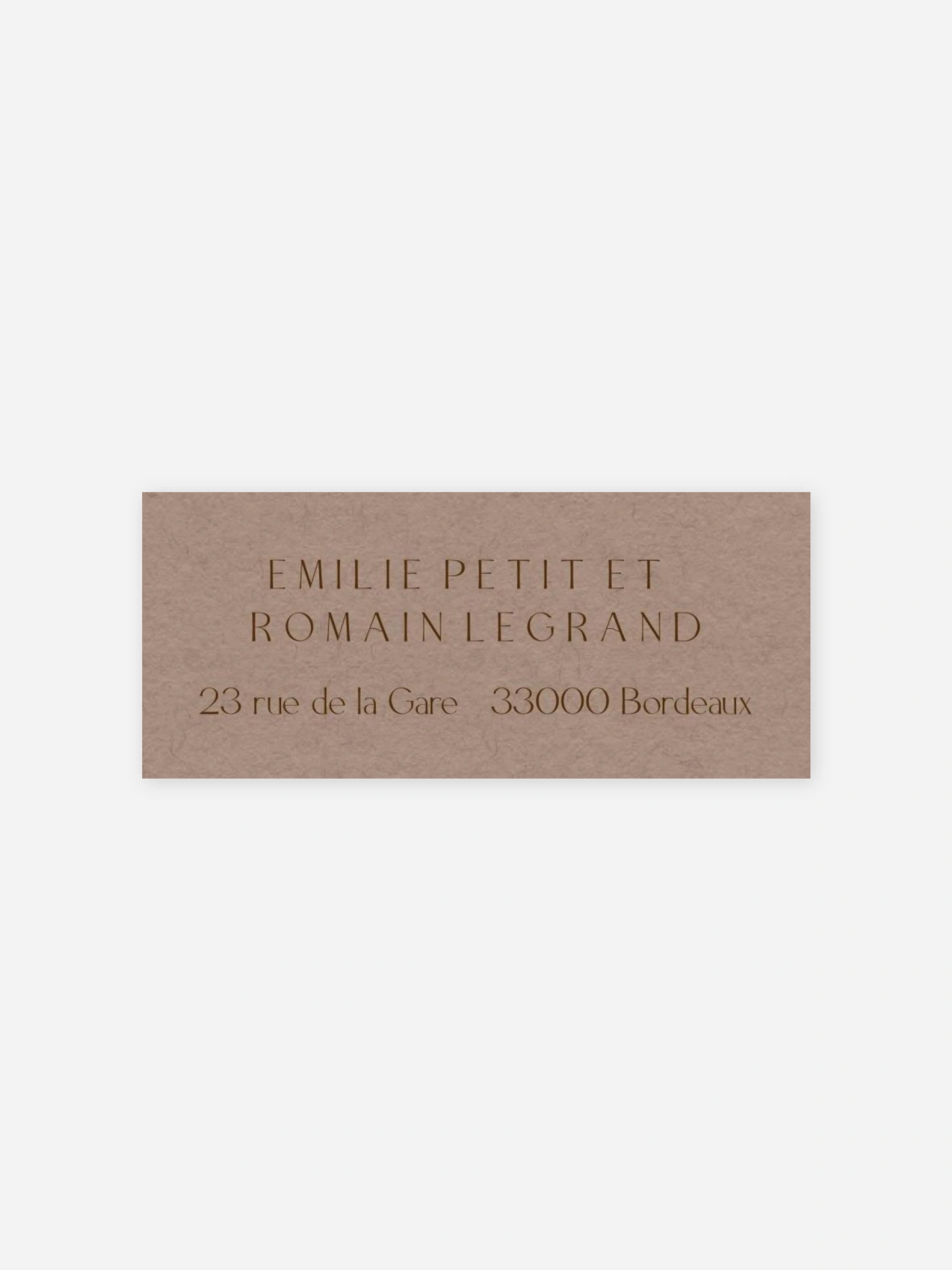 Étiquette expéditeur mariage Initiales