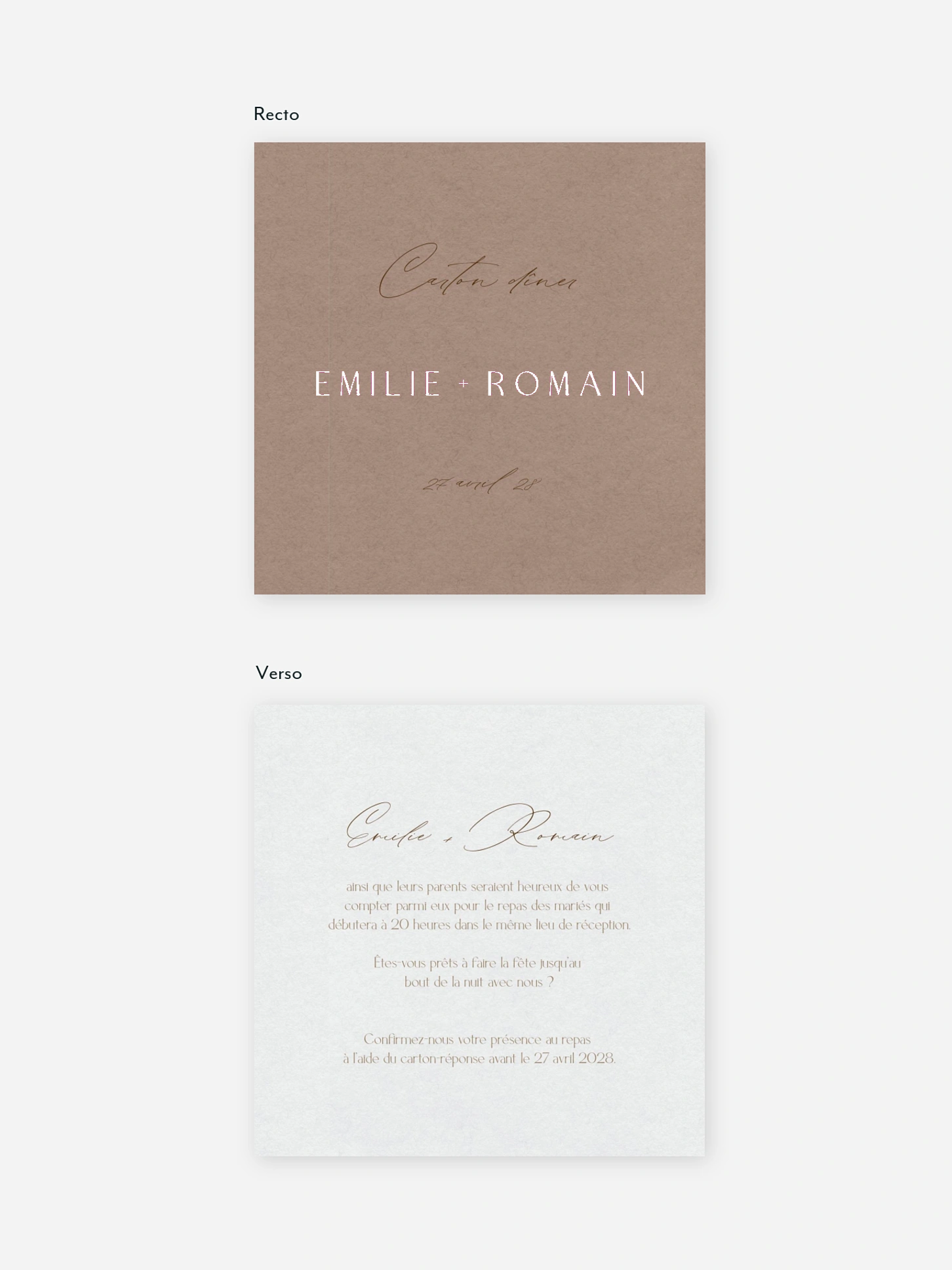 Carton d'invitation Initiales