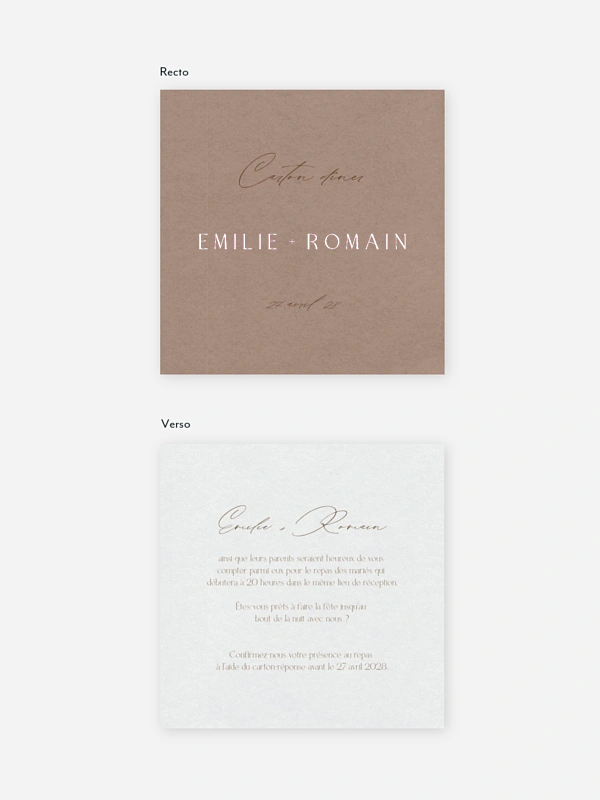 Carton d'invitation Initiales