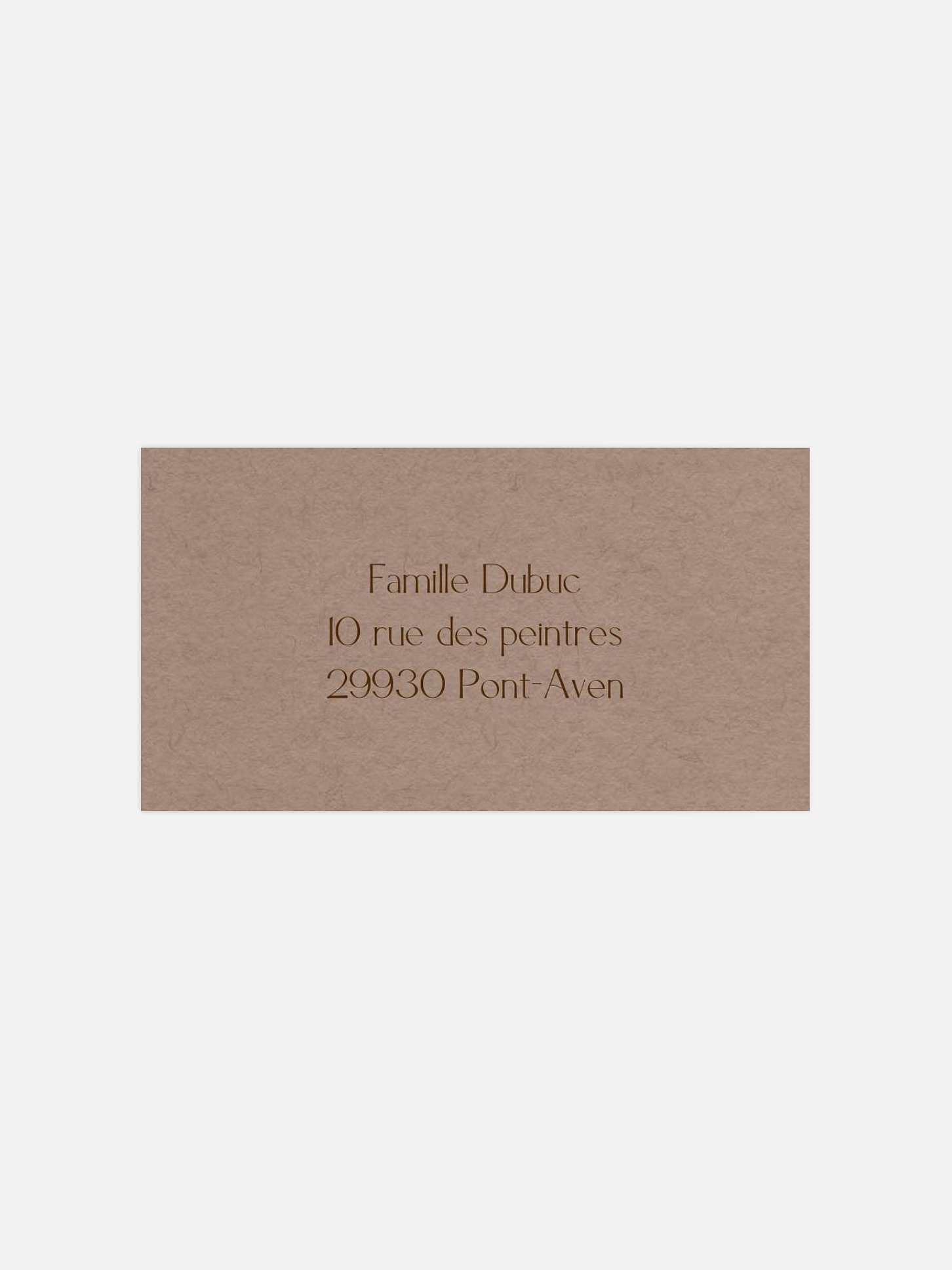 Étiquette destinataire mariage Initiales