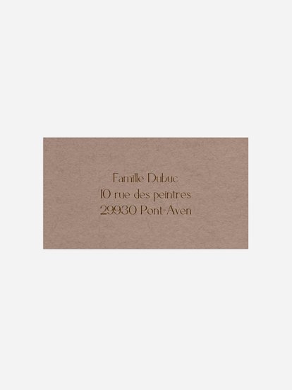 Étiquette destinataire mariage Initiales