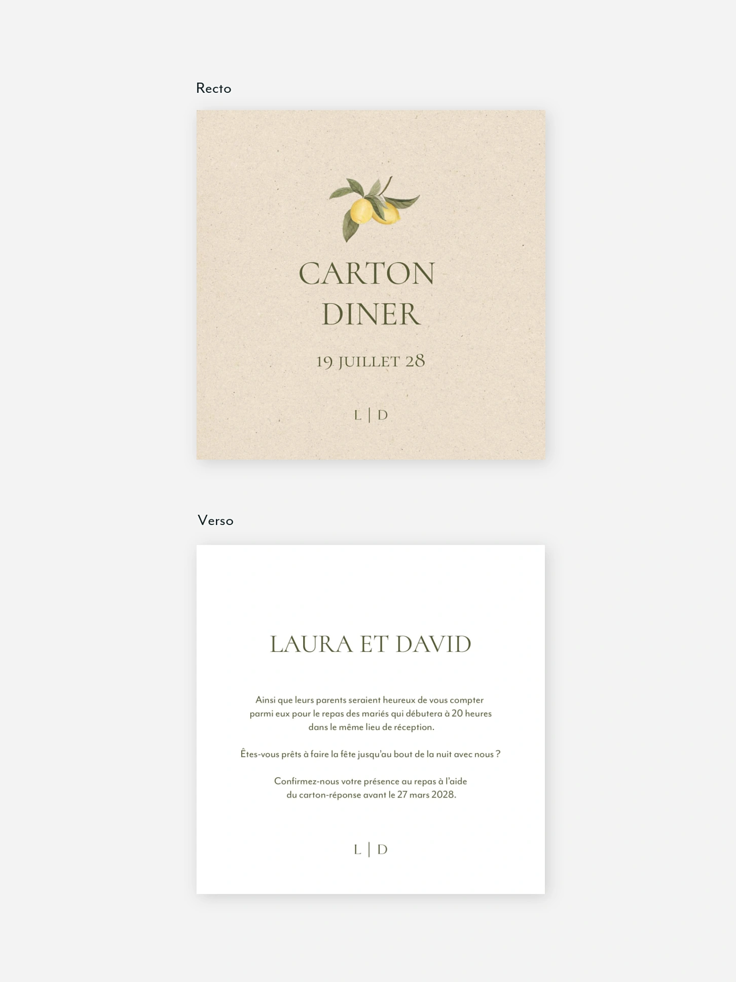 Carton d'invitation Citronnade