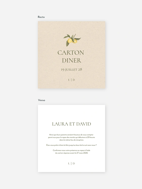 Carton d'invitation Citronnade