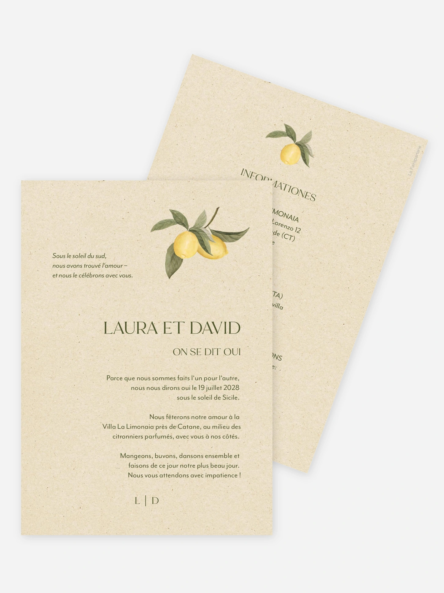 Faire-part de mariage Citronnade