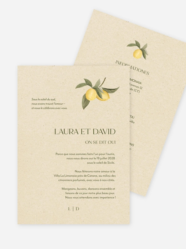 Faire-part de mariage Citronnade