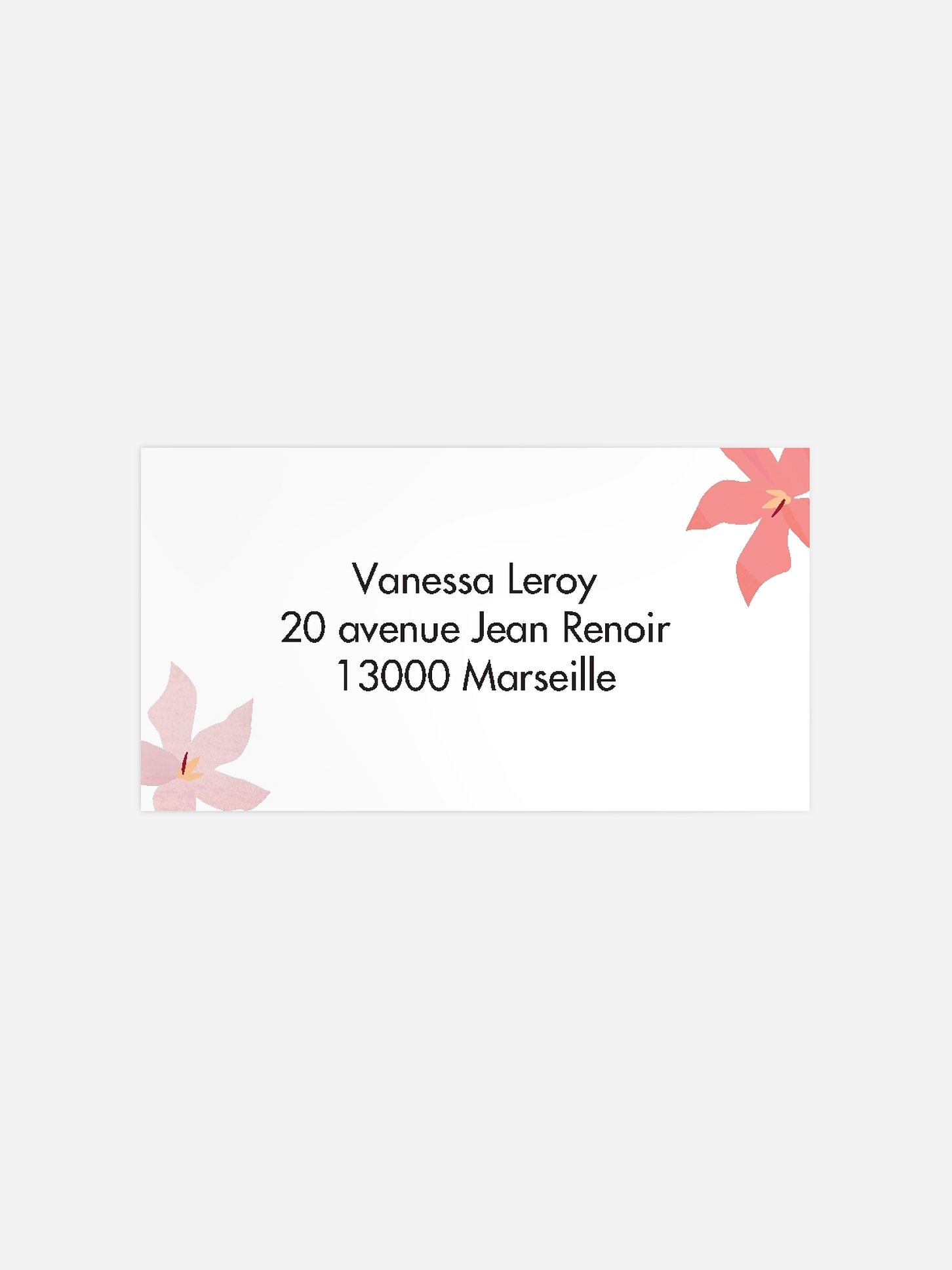 étiquette destinataire anniversaire Mer de fleurs