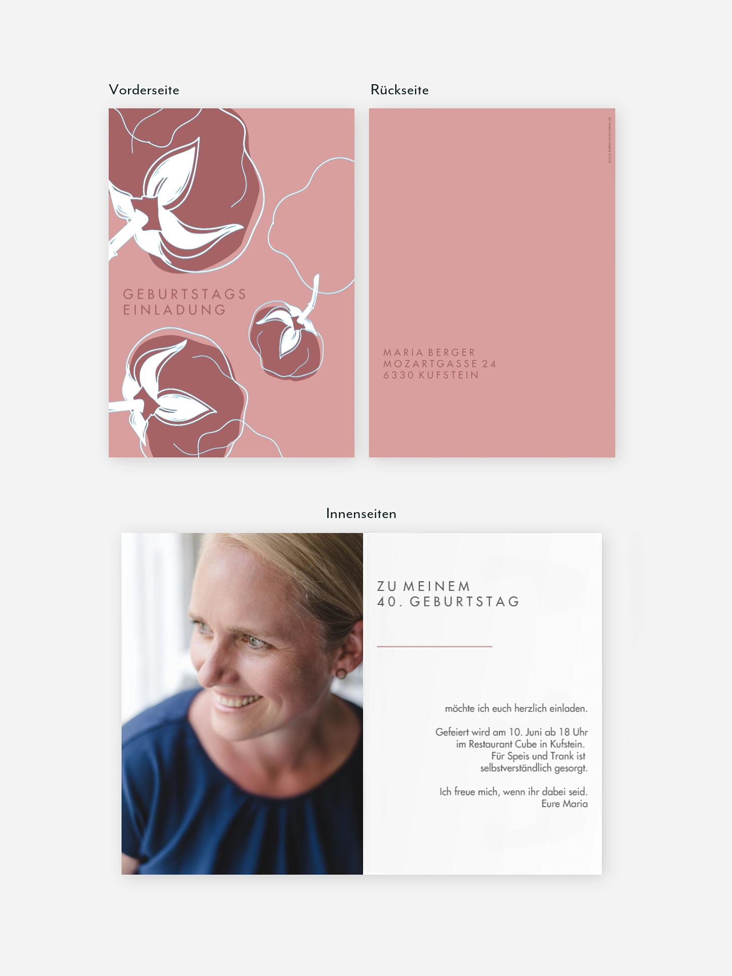 Einladung 40. Geburtstag Abstract Flowers Premium