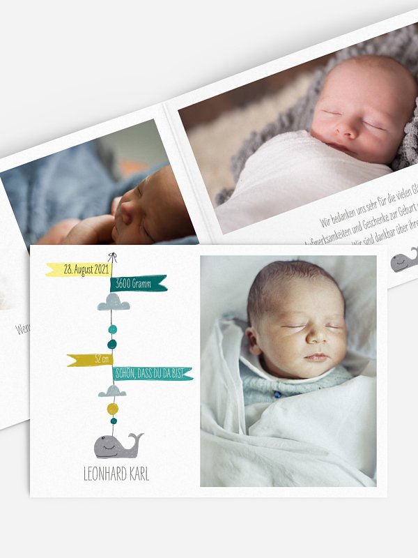 Geburtskarte Mini Moby