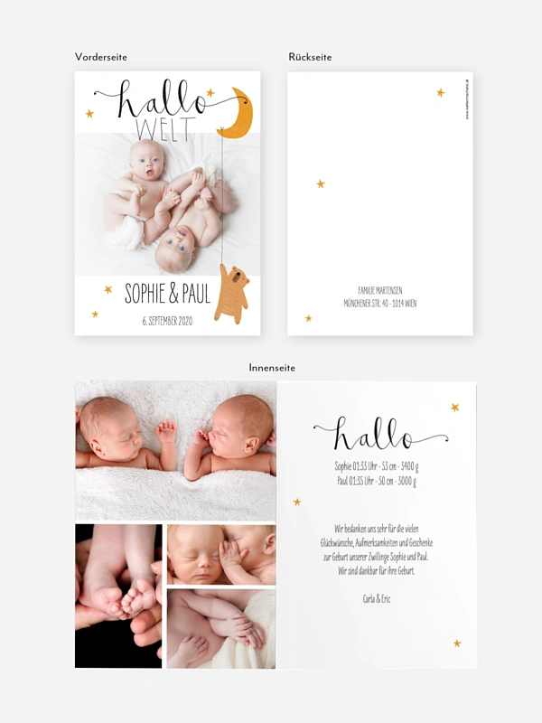 Zwillingskarte Lovely Lullaby
