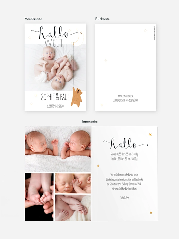 Zwillingskarte Lovely Lullaby