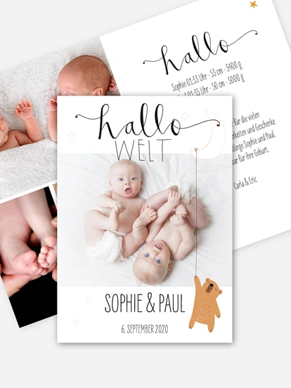 Zwillingskarte Lovely Lullaby