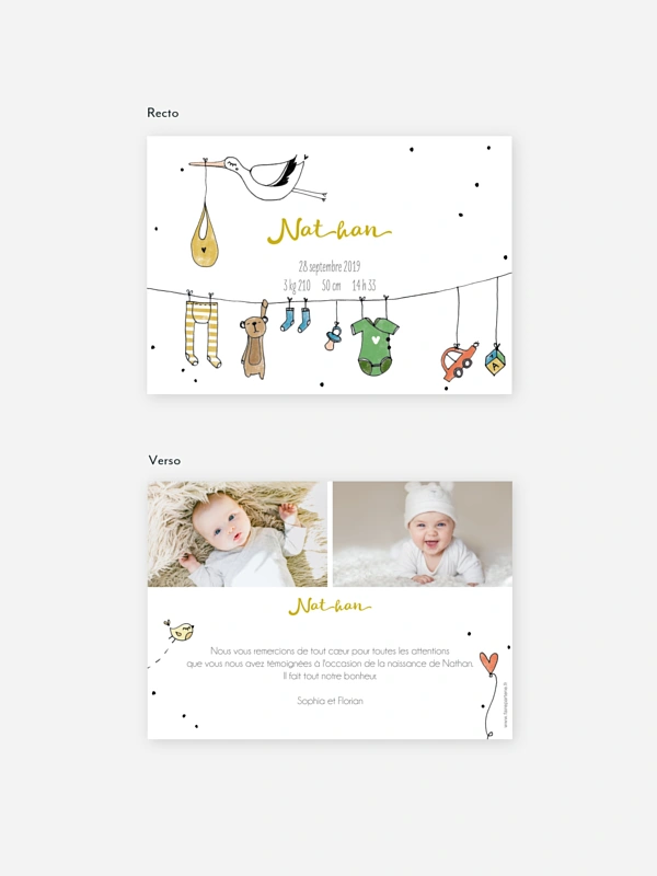 Faire-part naissance Mes petites affaires