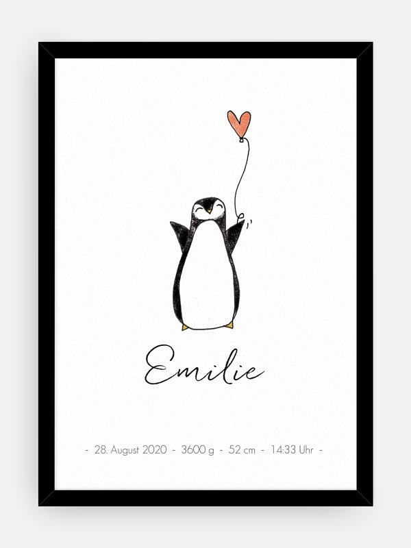 Poster Geburt Pinguin Liebe