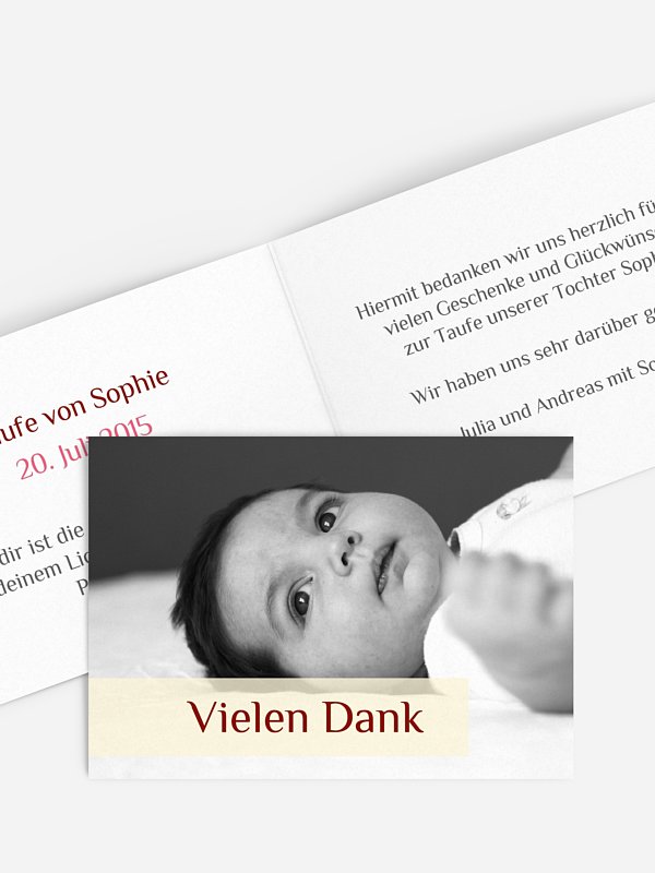 Dankeskarte Taufe Bildreich