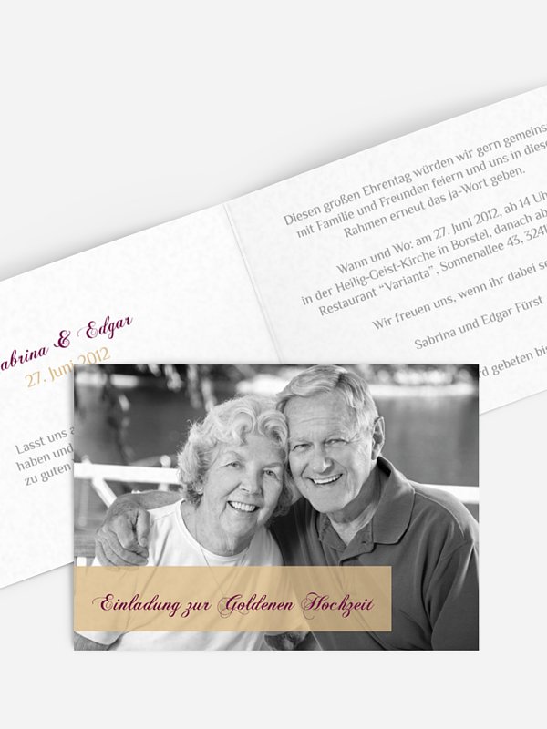 Einladung zur Goldenen Hochzeit Bildreich