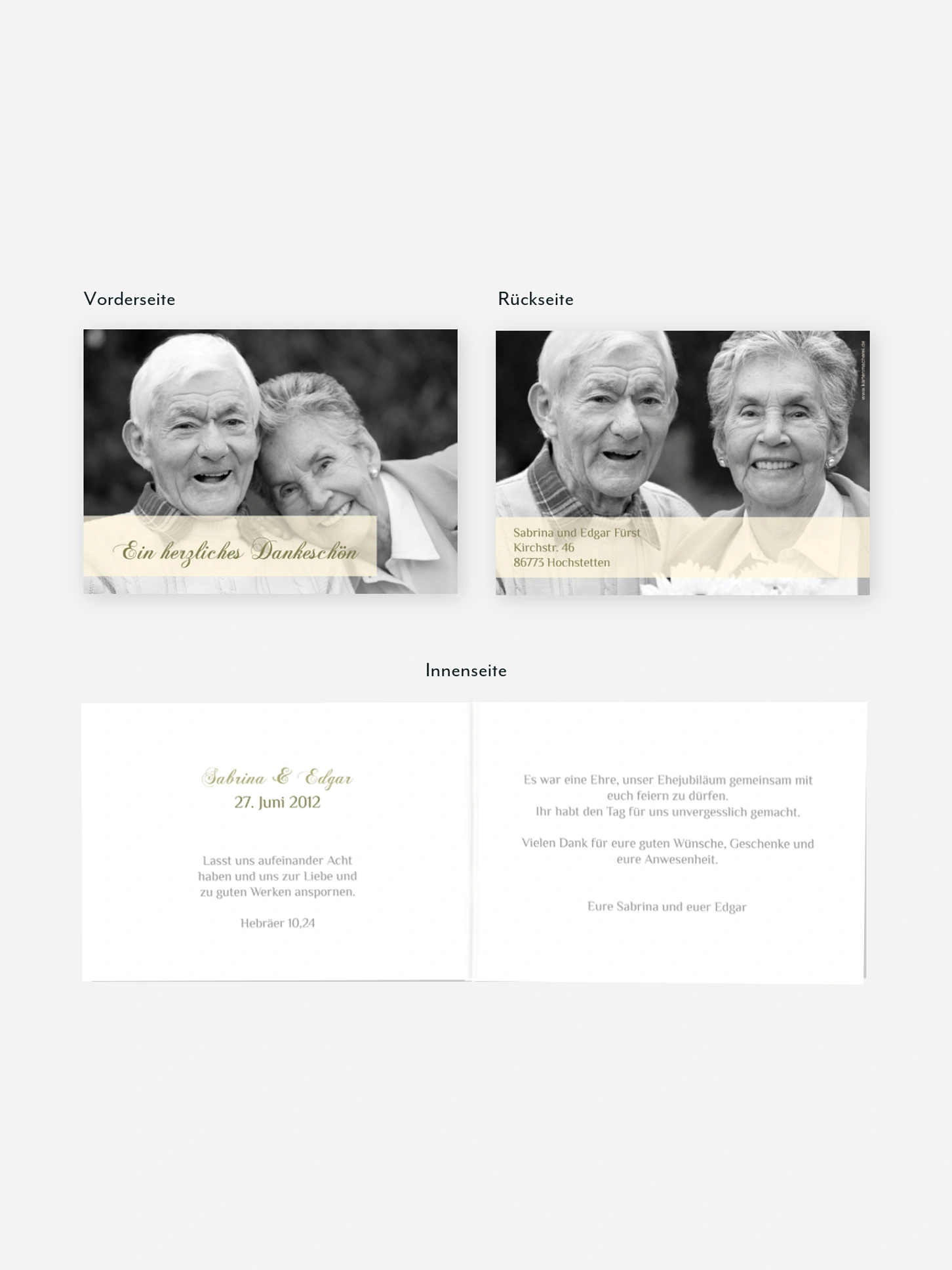 Danksagung zur Goldenen Hochzeit Bildreich