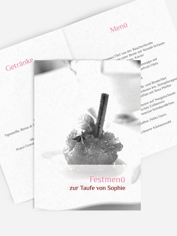 Menükarte Taufe Bildreich