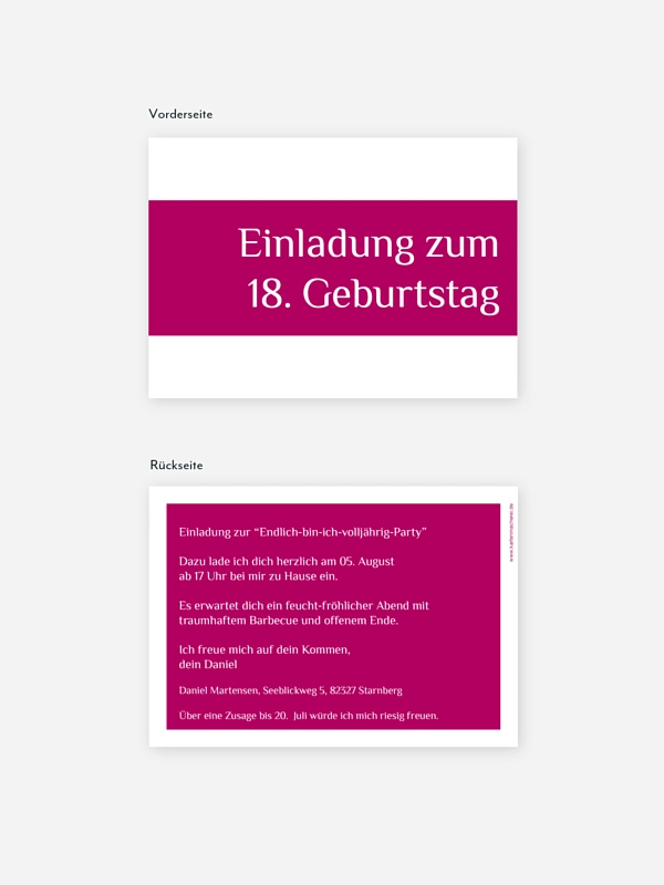 Einladung 18. Geburtstag Farbklar
