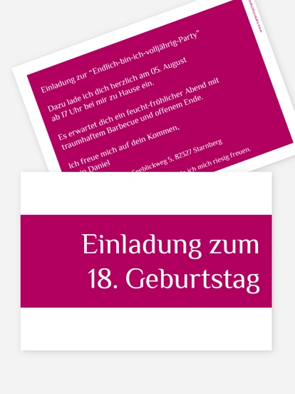 Einladung 18. Geburtstag Farbklar