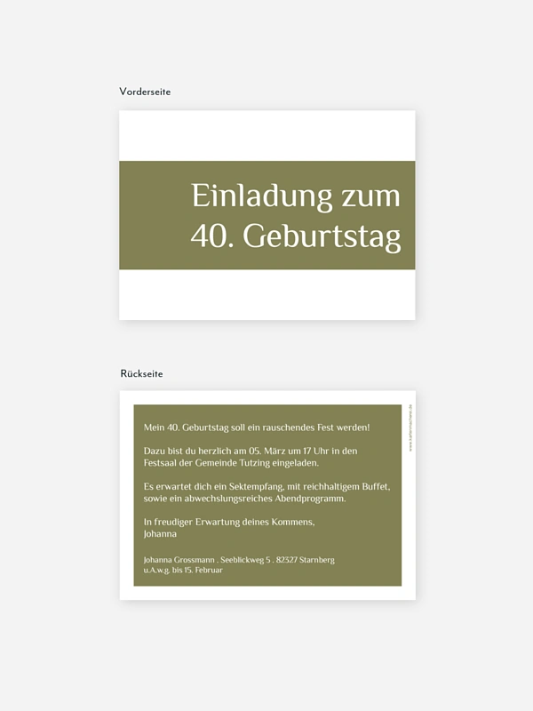 Einladung 40. Geburtstag Farbklar