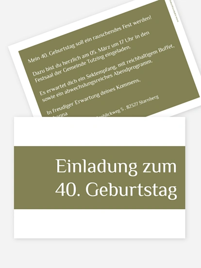 Einladung 40. Geburtstag Farbklar