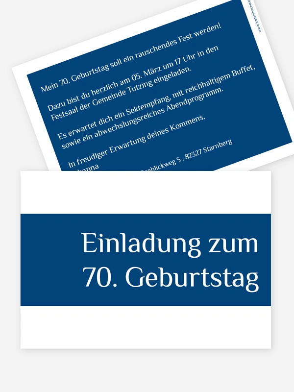 Einladung 70. Geburtstag Farbklar