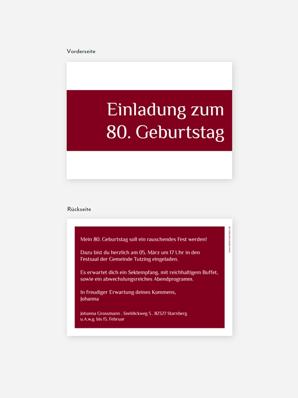 Einladung 80. Geburtstag Farbklar
