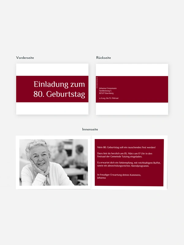 Einladung 80. Geburtstag Farbklar