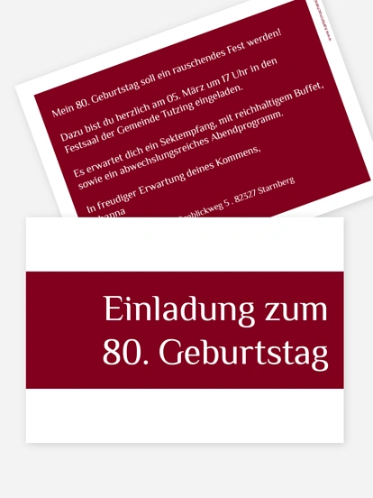 Einladung 80. Geburtstag Farbklar