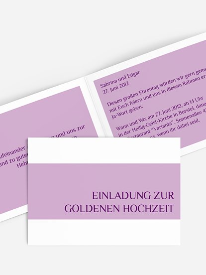 Einladung zur Goldenen Hochzeit Farbklar