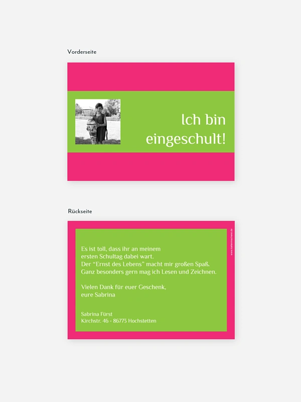 Danksagung Einschulung Farbklar
